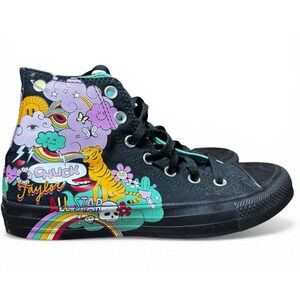 Converse Chuck Taylor All Star Hi Top Black Graphic Sneakers 8 Women